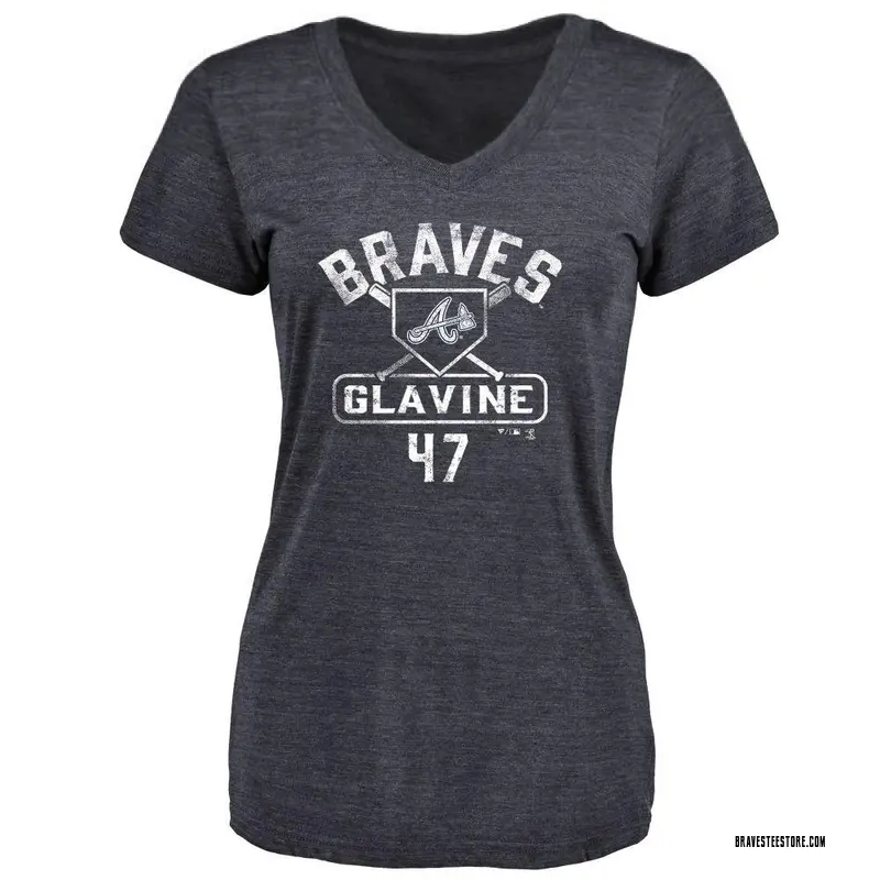 Women's Tom Glavine Atlanta Braves Base Runner Tri-Blend T-Shirt - Navy