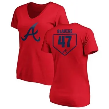 Women's Tom Glavine Atlanta Braves RBI Slim Fit V-Neck T-Shirt - Red