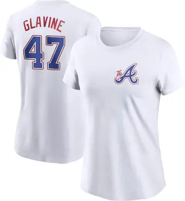 Women's Tom Glavine Atlanta Braves White 2023 City Connect Name & Number T-Shirt