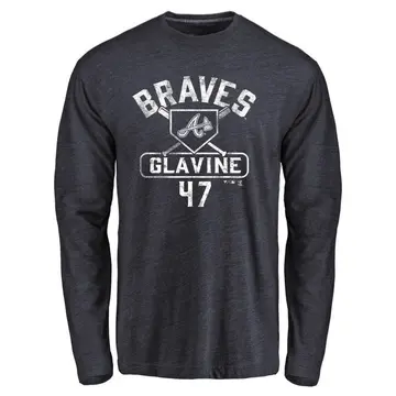 Youth Tom Glavine Atlanta Braves Base Runner Tri-Blend Long Sleeve T-Shirt - Navy