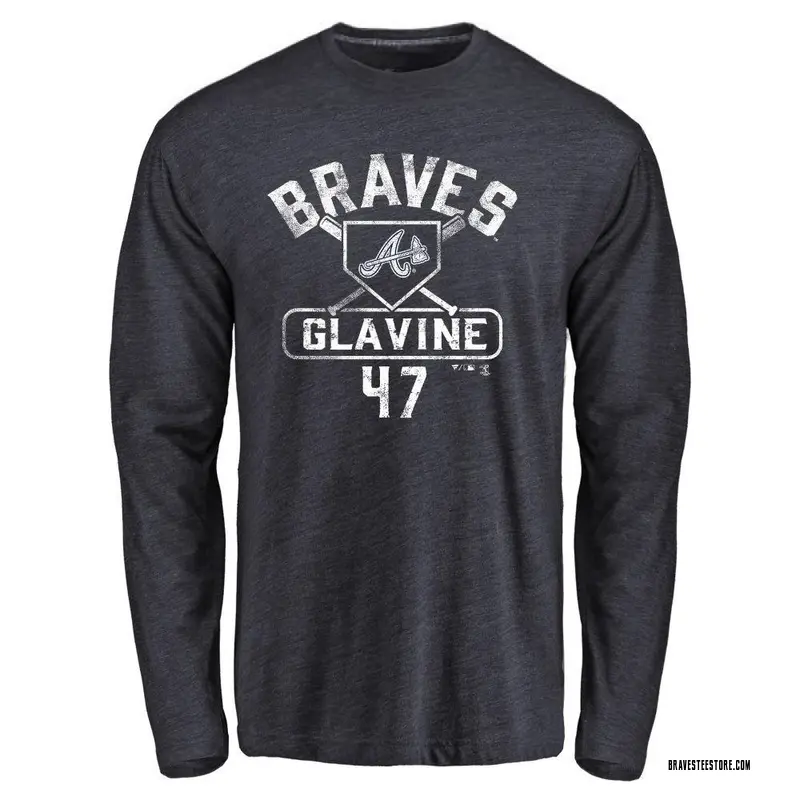 Youth Tom Glavine Atlanta Braves Base Runner Tri-Blend Long Sleeve T-Shirt - Navy