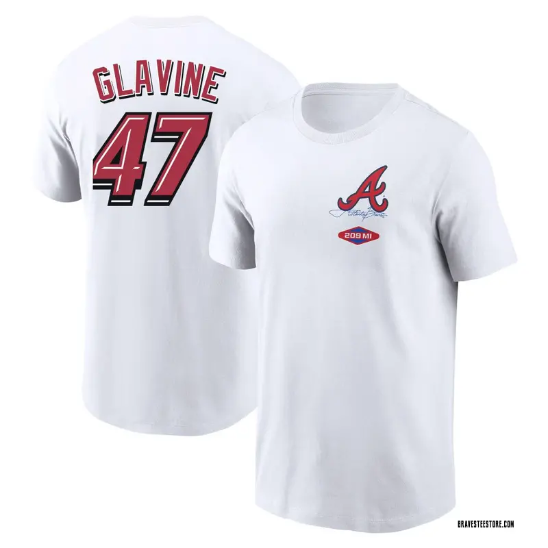 Youth Tom Glavine Atlanta Braves White 2025 Speedway Classic Name & Number T-Shirt